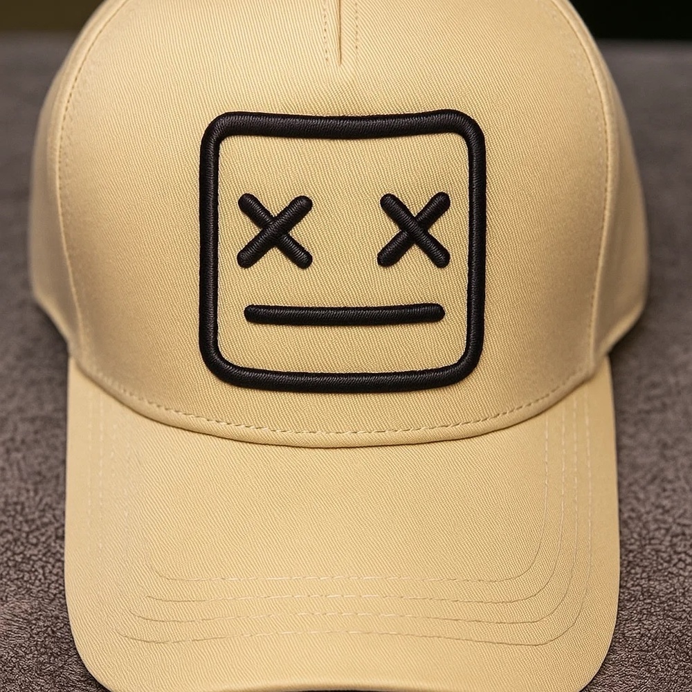 Beige Emoji Face Baseball Cap – Adjustable
